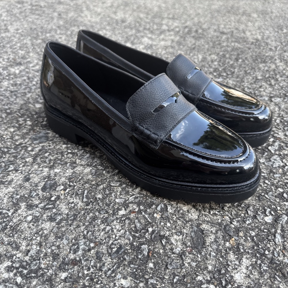 Rockport Kacey Penny Loafer Women's 9.5 Black Patent Faux And Leather Upper Shoe